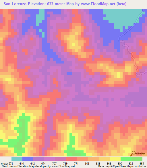 San Lorenzo,Honduras Elevation Map