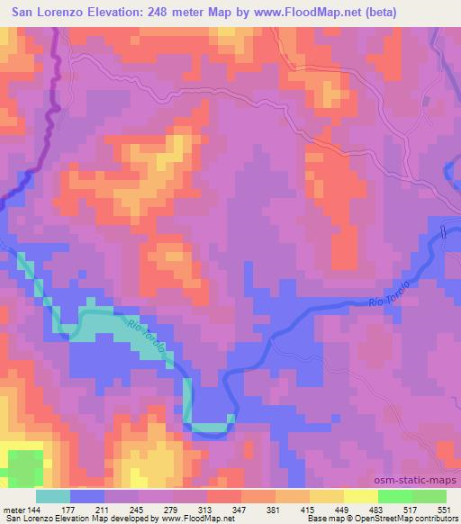 San Lorenzo,Honduras Elevation Map