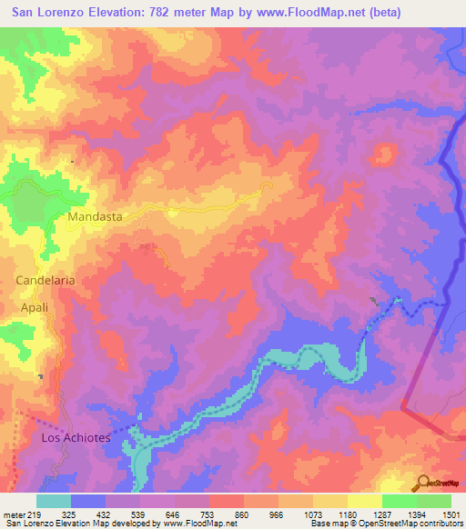 San Lorenzo,Honduras Elevation Map