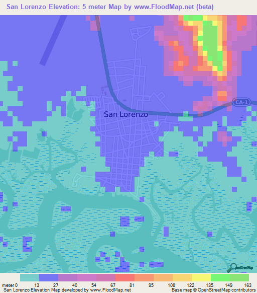 San Lorenzo,Honduras Elevation Map