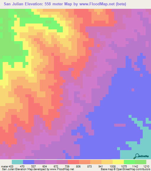 San Julian,Honduras Elevation Map