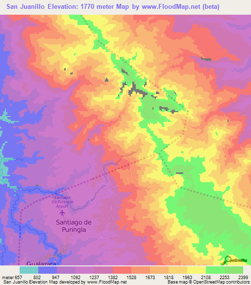 San Juanillo,Honduras Elevation Map