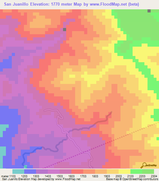 San Juanillo,Honduras Elevation Map