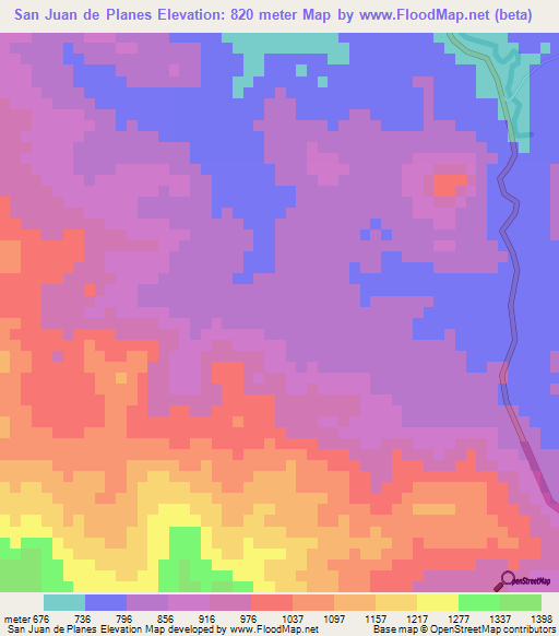 San Juan de Planes,Honduras Elevation Map