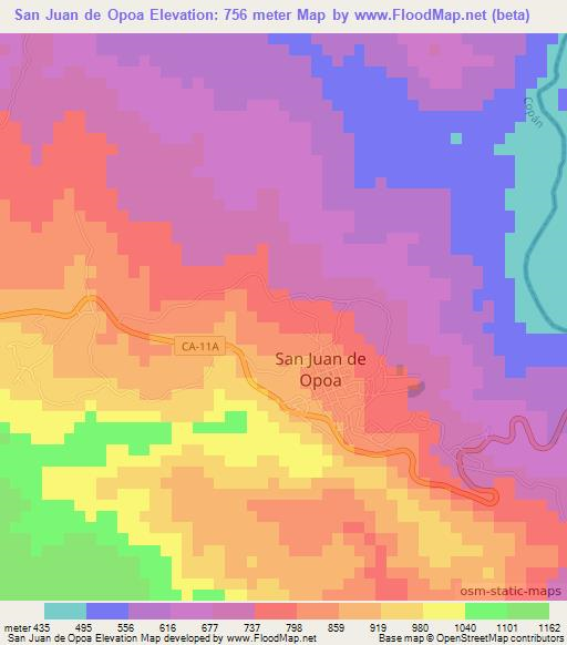 San Juan de Opoa,Honduras Elevation Map
