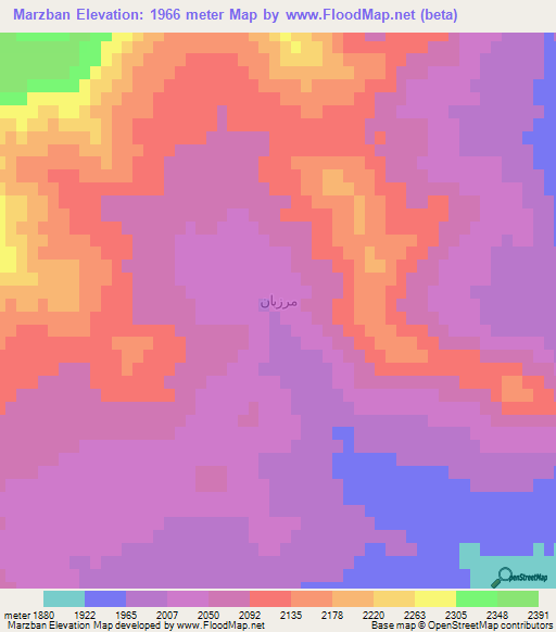 Marzban,Iran Elevation Map