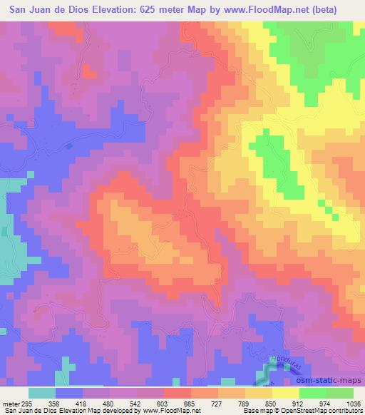 San Juan de Dios,Honduras Elevation Map