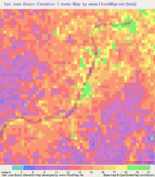 San Juan Bosco,Honduras Elevation Map