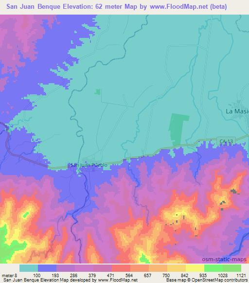 San Juan Benque,Honduras Elevation Map