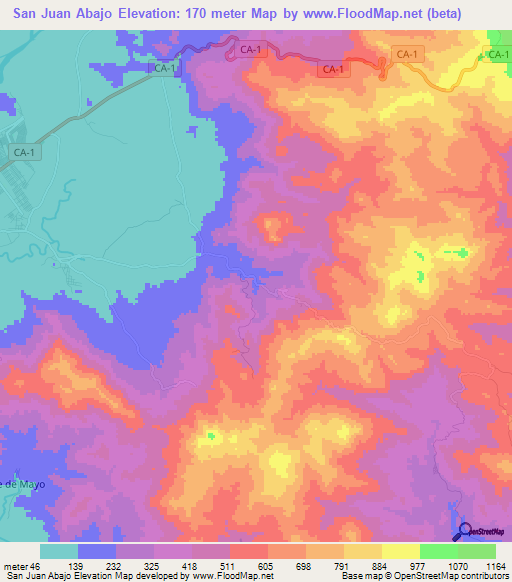 San Juan Abajo,Honduras Elevation Map