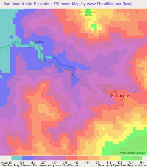 San Juan Abajo,Honduras Elevation Map