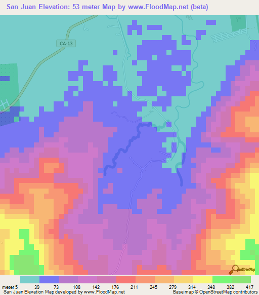 San Juan,Honduras Elevation Map