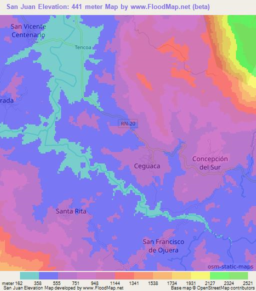 San Juan,Honduras Elevation Map