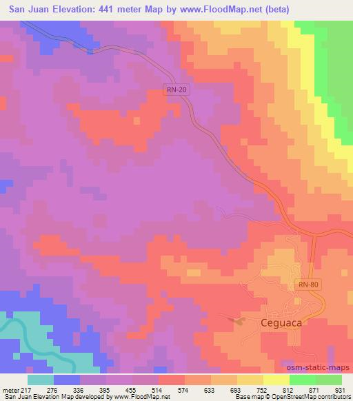 San Juan,Honduras Elevation Map