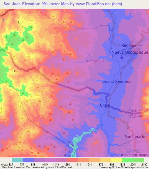 San Juan,Honduras Elevation Map