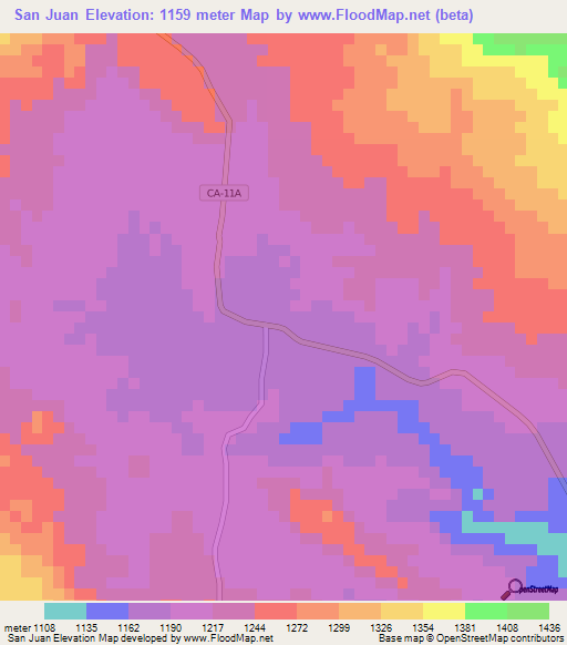 San Juan,Honduras Elevation Map