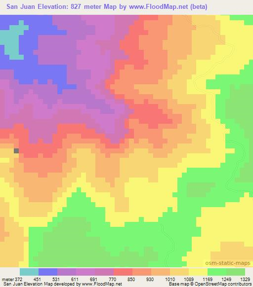 San Juan,Honduras Elevation Map
