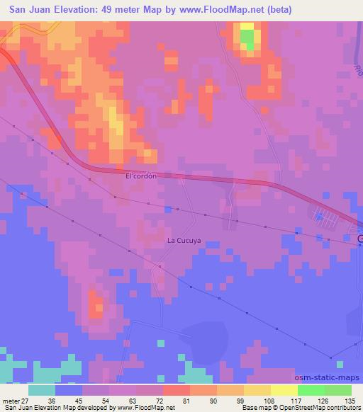 San Juan,Honduras Elevation Map