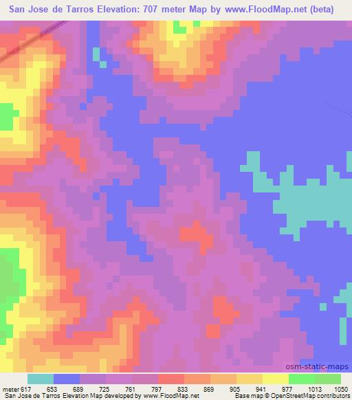 San Jose de Tarros,Honduras Elevation Map