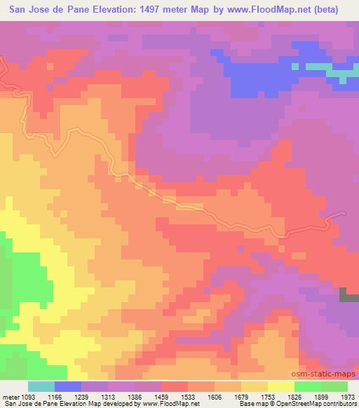 San Jose de Pane,Honduras Elevation Map