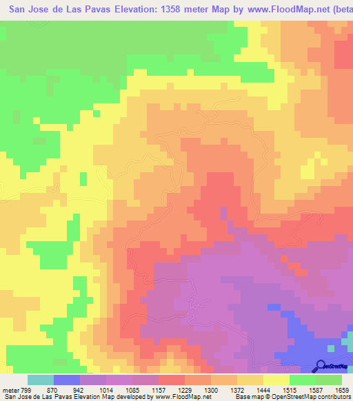 San Jose de Las Pavas,Honduras Elevation Map