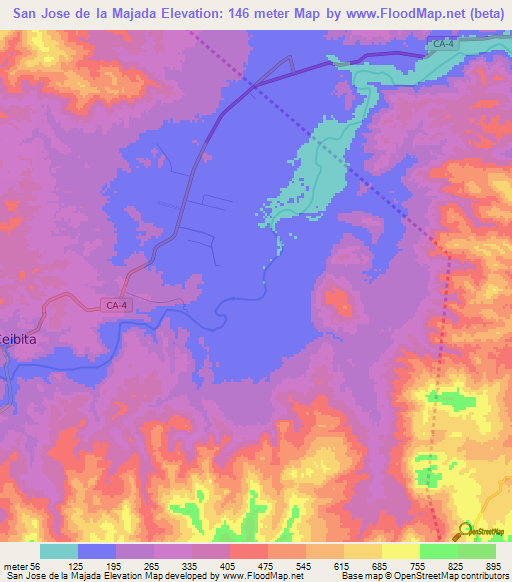 San Jose de la Majada,Honduras Elevation Map