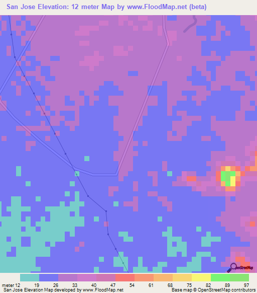 San Jose,Honduras Elevation Map