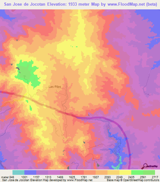 San Jose de Jocotan,Honduras Elevation Map