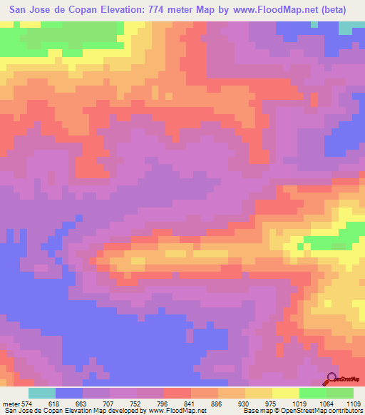San Jose de Copan,Honduras Elevation Map