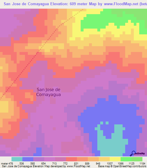 San Jose de Comayagua,Honduras Elevation Map