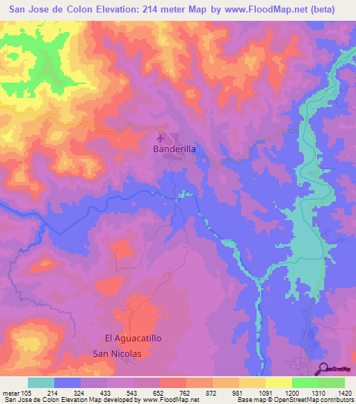 San Jose de Colon,Honduras Elevation Map