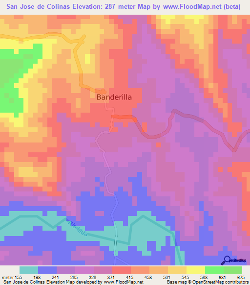 San Jose de Colinas,Honduras Elevation Map