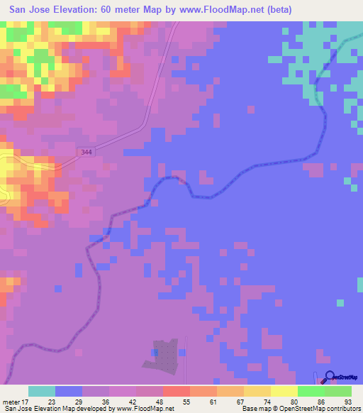 San Jose,Honduras Elevation Map