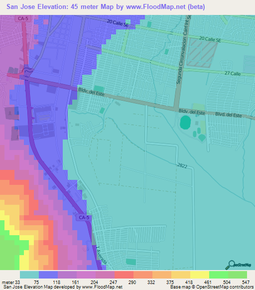 San Jose,Honduras Elevation Map
