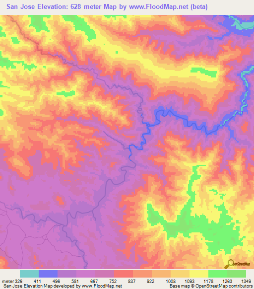 San Jose,Honduras Elevation Map