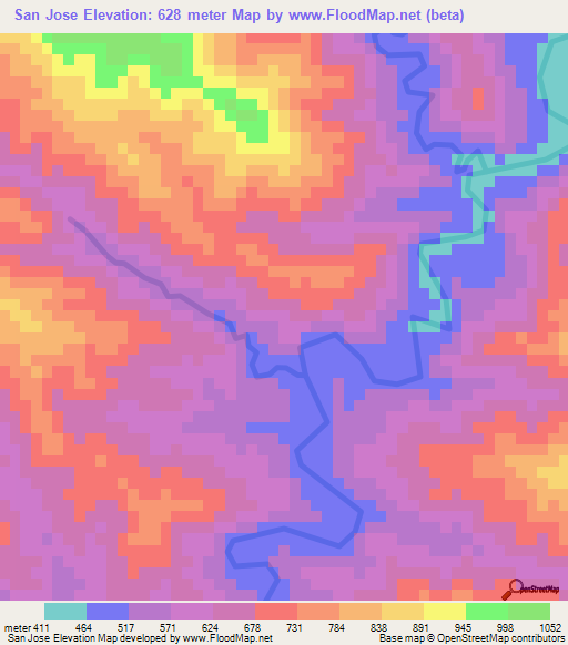 San Jose,Honduras Elevation Map