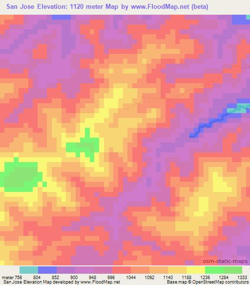 San Jose,Honduras Elevation Map