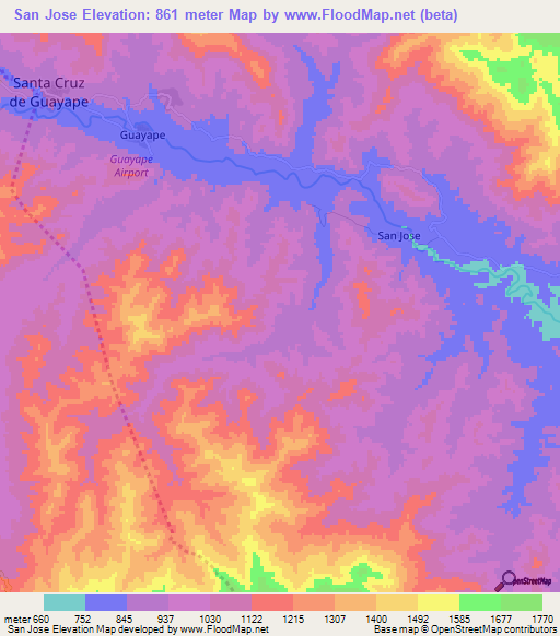 San Jose,Honduras Elevation Map