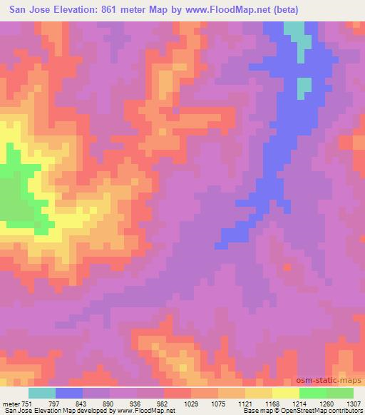 San Jose,Honduras Elevation Map