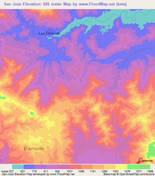 San Jose,Honduras Elevation Map