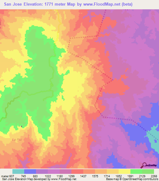 San Jose,Honduras Elevation Map