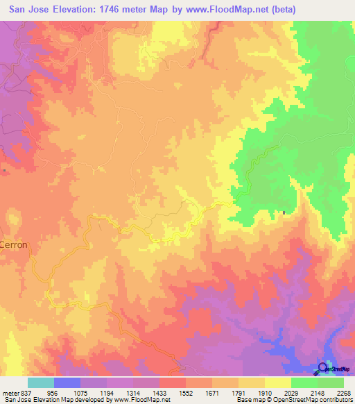 San Jose,Honduras Elevation Map