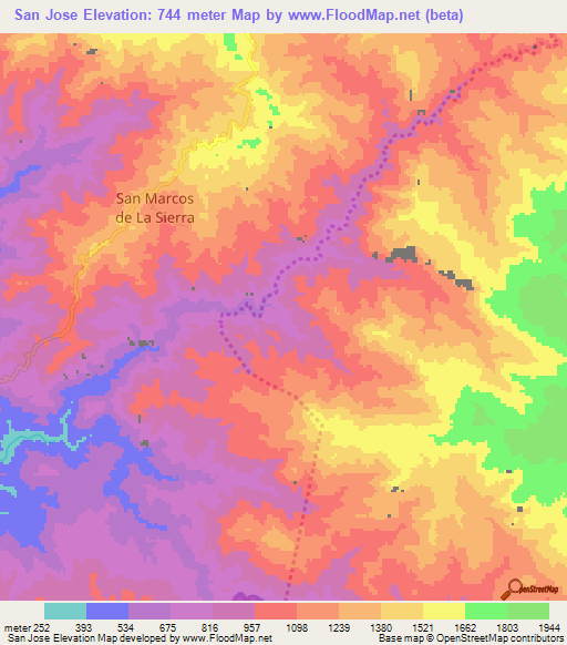 San Jose,Honduras Elevation Map