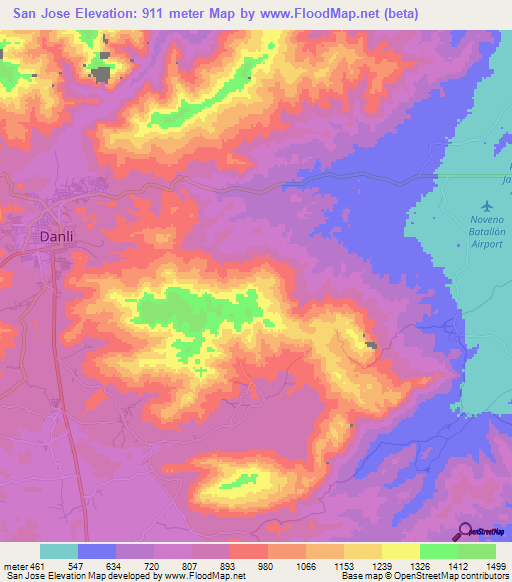 San Jose,Honduras Elevation Map