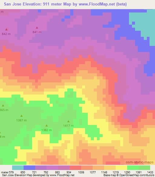 San Jose,Honduras Elevation Map