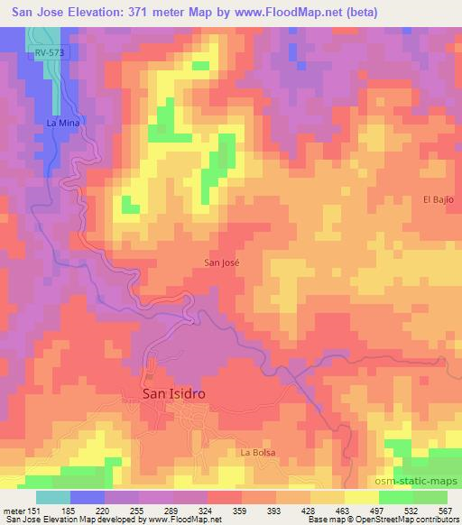 San Jose,Honduras Elevation Map