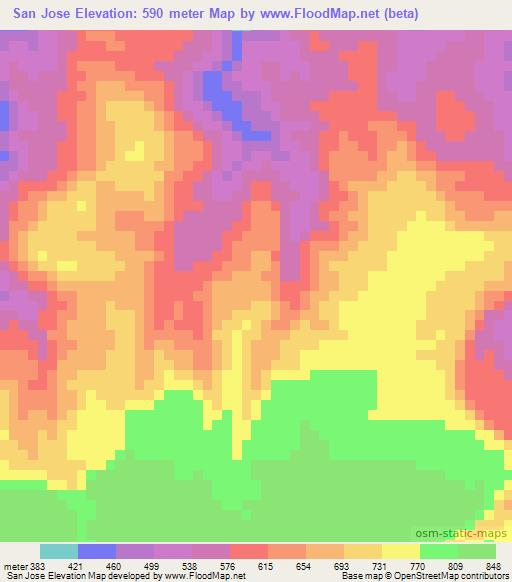 San Jose,Honduras Elevation Map
