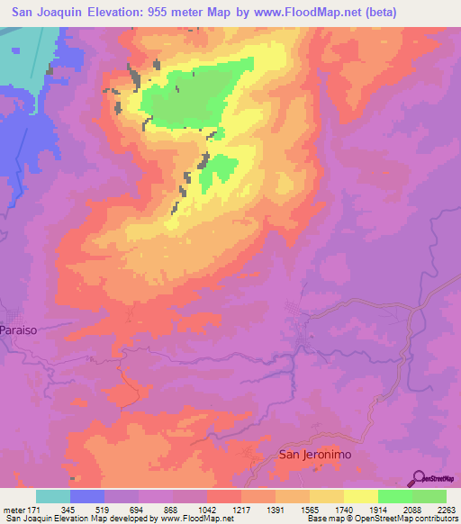 San Joaquin,Honduras Elevation Map