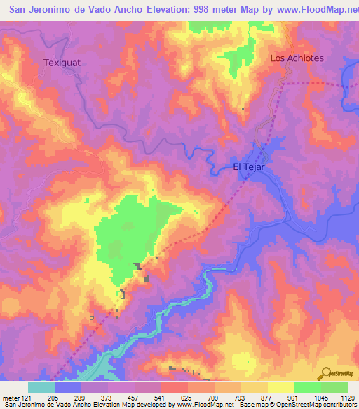 San Jeronimo de Vado Ancho,Honduras Elevation Map