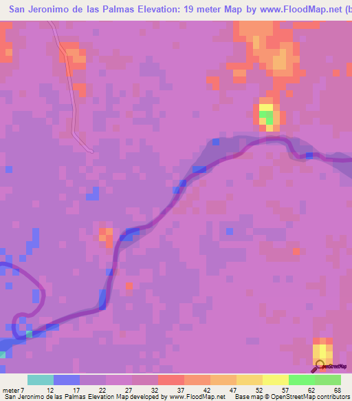 San Jeronimo de las Palmas,Honduras Elevation Map